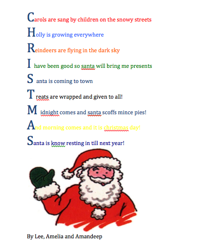 Christmas acrostic poems and templates
